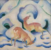 Franz Marc Deer in the Snow (mk34) oil on canvas